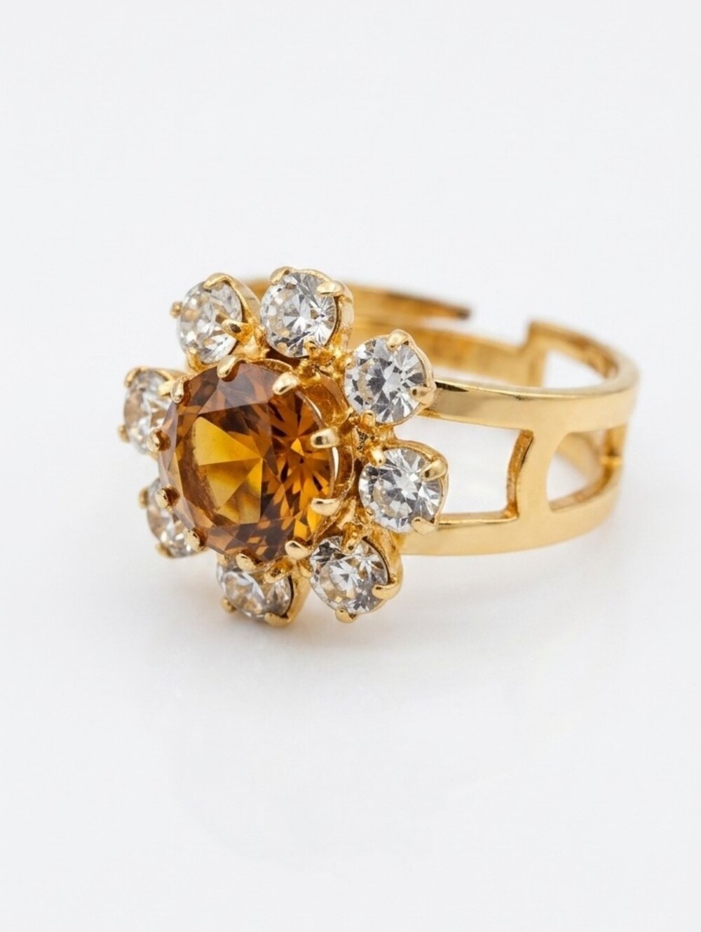 Vintage Jablonex 1995 Czechoslovakian Crystal Sunflower Ring